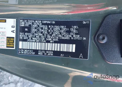 2011 Toyota Fj Cruiser z USA, uszkodzony, nr VIN JTEBU4BF3BK113546